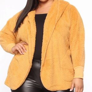 Open front Hood Cardigan Mustard
